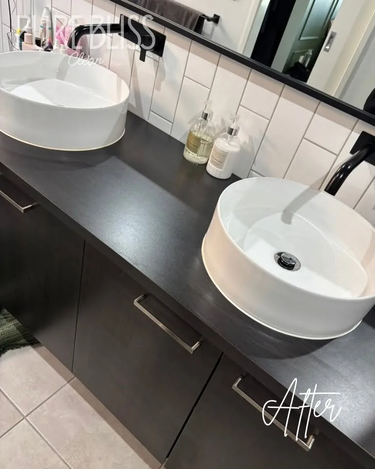 Polished double vanity after a Pure Bliss Clean
